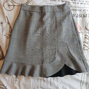 Zara Black and White Plaid Skirt